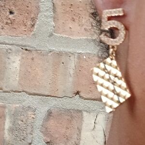 Elegant Gold Number 5 Earrings